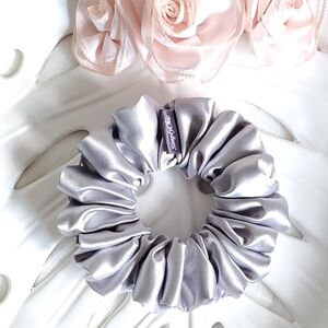Silver Satin Hair Scrunchie